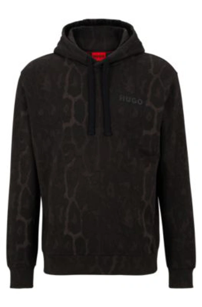 Hugo Jaglion-pattern Hoodie In French-terry Cotton In Black