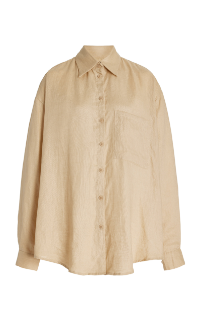 Aexae Linen Woven Shirt – 米色 In Beige