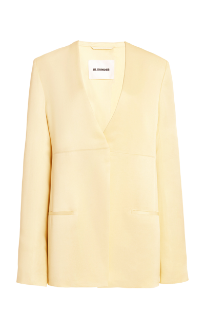 Jil Sander Tailor Made Single-breasted Collarless Jacket In Green