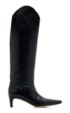 Staud Wally 50mm Knee-high Leather Boots In Black