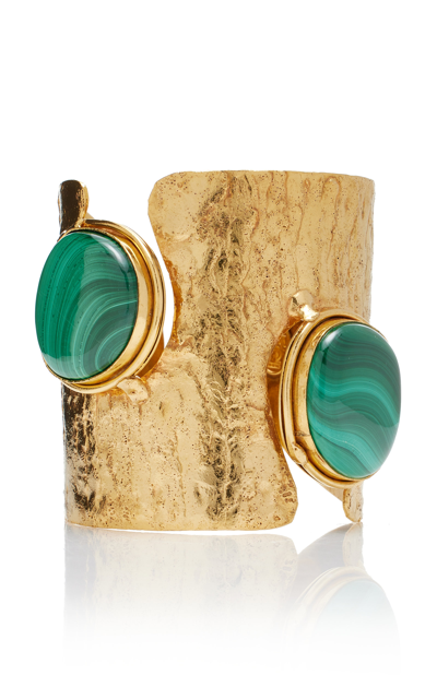 Sylvia Toledano Ajourée Ii Malachite 22k Gold Cuff In Green