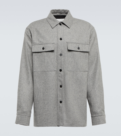 Jil Sander Long-sleeve Wool Shirt Jacket In Grey