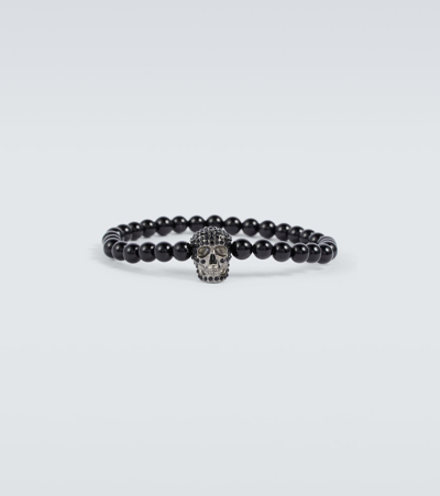 Alexander Mcqueen Skull Beaded Bracelet In Black