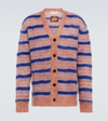 Marni Relaxed-fit Striped Mohair And Wool-blend Cardigan In Apricot