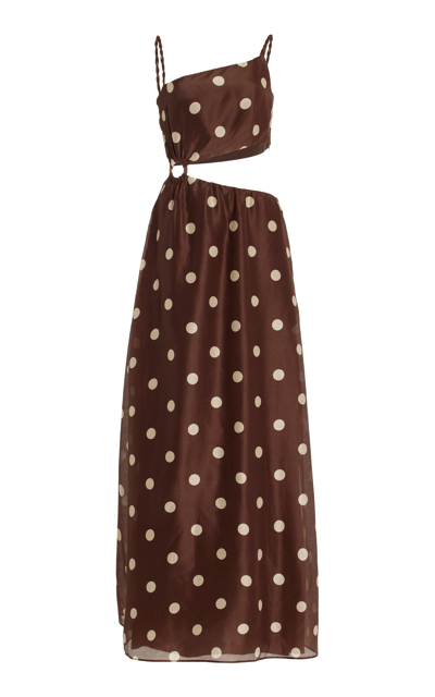 Sir Vivi Polka-dot Cotton And Silk Maxi Dress In Brown
