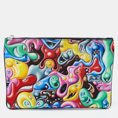 Pre-owned Dior X Kenny Scharf Multicolor Nylon And Leather Zip Pouch