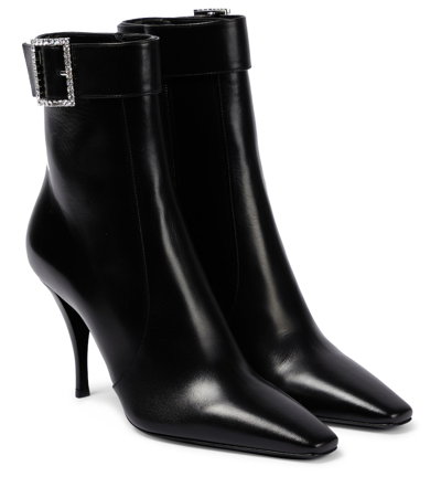 Saint Laurent Jill Embellished Leather Ankle Boots In New