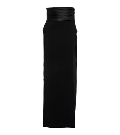 Monot High Waisted Side Slit Maxi Skirt With Waistband Black