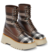 BURBERRY PLATFORM CHECK LACE-UP ANKLE BOOTS