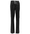Agolde Recycled Leather Crisscross Waist Straight Leg Pants In Black
