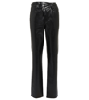 Agolde Recycled Leather Crisscross Waist Straight Leg Pants In Detox