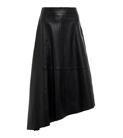 Polo Ralph Lauren Asymmetric Leather Midi Skirt In Polo Black