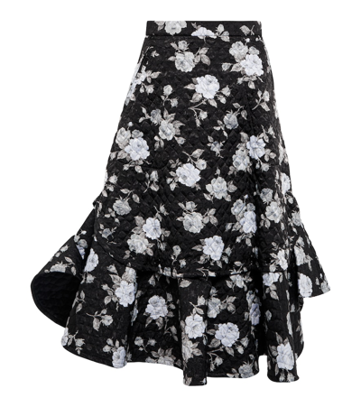 Noir Kei Ninomiya Floral Quilted Midi Skirt In Black