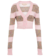 Marni Striped Paillette Crop Cardigan In Azalea