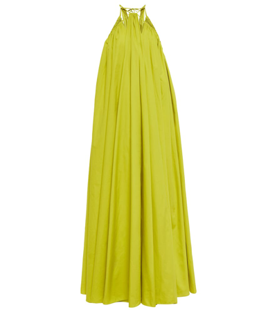 Oscar De La Renta Halterneck Cotton Gown In Green