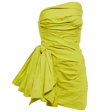 Oscar De La Renta Strapless Cotton Minidress In Chartreuse