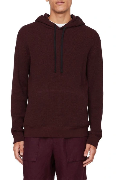 Vince Mouline Pima Cotton Thermal Hoodie In Red