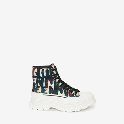 Alexander Mcqueen Watercolour Graffiti Tread Slick Boot In Multicolour