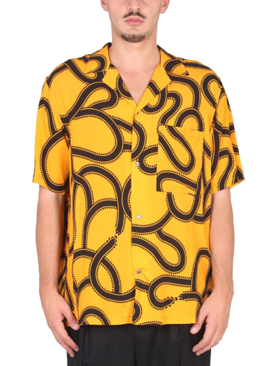 Marcelo Burlon County Of Milan Snake Print Short-sleeved Shirt In Yellow