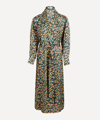 Liberty Poppy And Daisy Silk Satin Long Robe In Navy