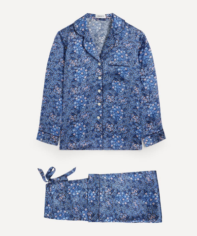 Liberty Women's Sonny's Tree Silk Satin Pyjama Set In Blue