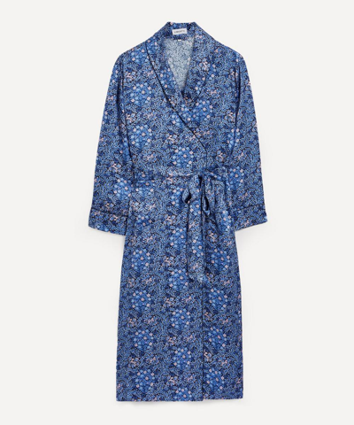 Liberty Women's Sonny's Tree Silk Satin Long Robe In Blue