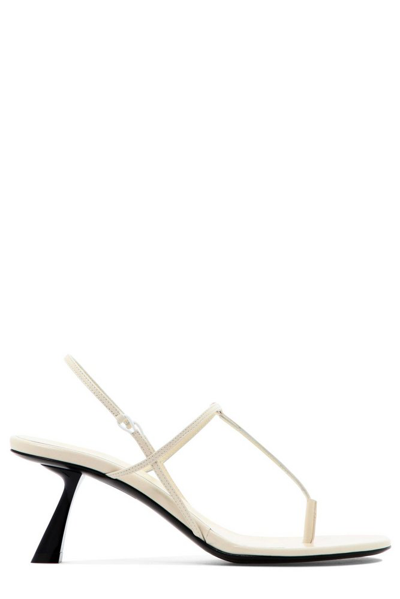 Khaite White Linden 65 Leather Sandals