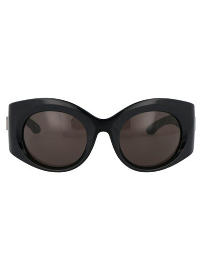Balenciaga Bold Round-frame Acetate Sunglasses In Black