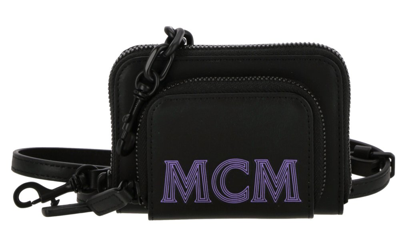 Mcm Logo Printed Zipped Wallet In Black