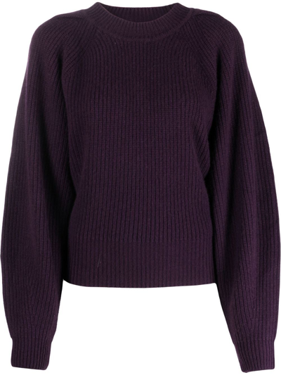 Isabel Marant Bille Ribbed Wool-cashmere Jumper In Purple
