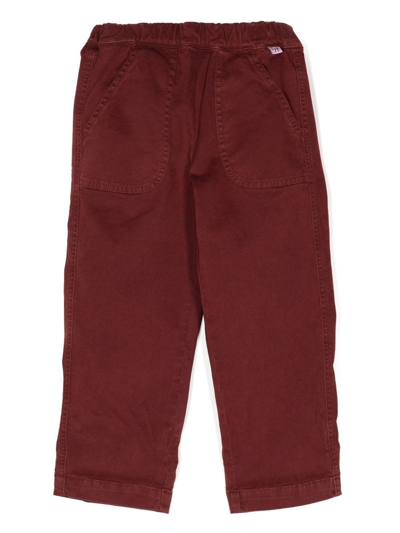 Il Gufo Kids' Logo-tag Straight-leg Trousers In Red