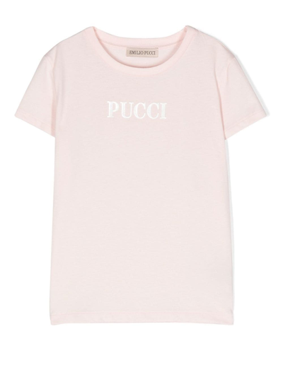 Pucci Junior Kids' Logo-print Cotton T-shirt In Pink