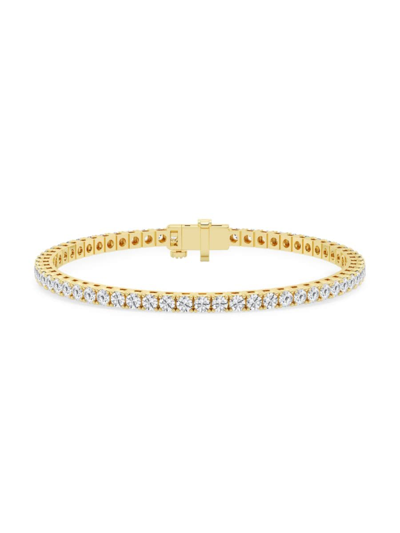 Saks Fifth Avenue Women's Build Your Own Collection 14k Yellow Gold & Natural Diamond Three Prong Tennis Bracelet In 5 Tcw Yellow Gold