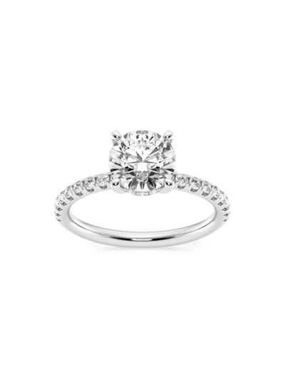 Saks Fifth Avenue Women's Build Your Own Collection 14k White Gold & Lab Grown Round Diamond Hidden Halo Engagement Ri In 2.4 Tcw White Gold