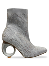 Lady Couture Women's Barbie Rhinestone Studded Sock Boots In Silver