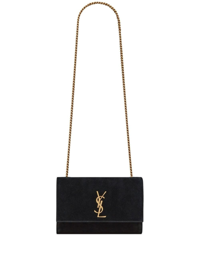 Saint Laurent Kate Suede Shoulder Bag In Black