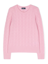 Polo Ralph Lauren Kids Pink Cable-knit Cotton Jumper In Hint Of Pink
