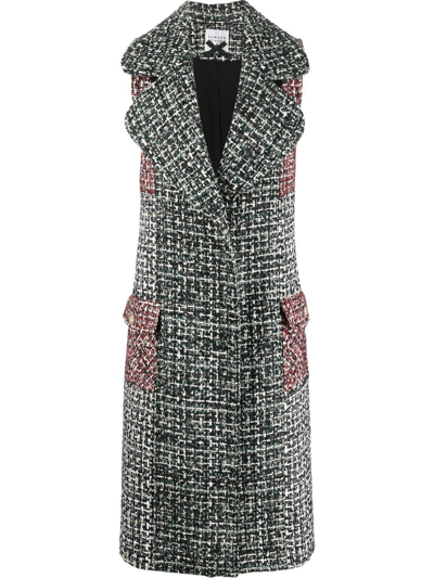 Edward Achour Paris Sleeveless Tweed Coat In Multi