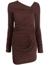 Helmut Lang Asymmetrical Neckline Dress In Brown