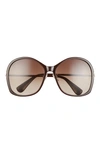 Max Mara 60mm Round Sunglasses In Gold/ Brown Tort