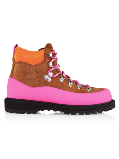 Diemme Women's Roccia Vet Colorblock Suede Ankle Boots In Cognac Pink