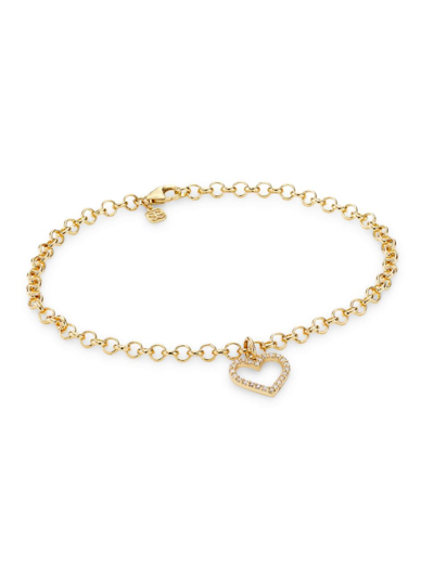 Sydney Evan Women's Open Heart 14k Gold & Diamond Charm Bracelet