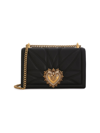 Dolce & Gabbana Women's Large Devotion Quilted Leather Shoulder Bag In Nero