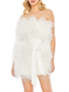 Mac Duggal Women's Feather Strapless Mini Dress In White