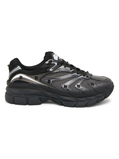 Valentino Men's Ms2960 Studded Mesh Runner Sneakers In Silver-rouge