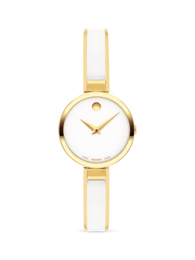 MOVADO WOMEN'S MODA BANGLE GOLDTONE STAINLESS STEEL & CERAMIC WATCH