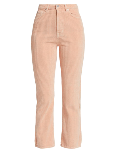 7 For All Mankind Ultra High Rise Slim Kick Cropped Corduroy Jeans In Cameo Rose Cord