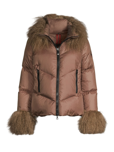 Post Card Women's Soll Mqe Shearling-trimmed Puffer Jacket In Brown