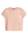 Balmain Women's Flocked Logo Cropped T-shirt In Pink