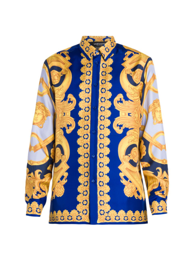 Versace Heritage Print Cotton Poplin Shirt In Spotted
